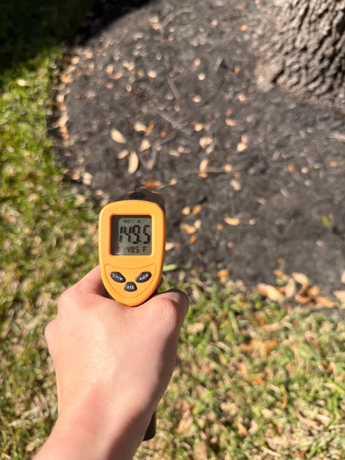 Infrared reading of 148°F on Bare soil