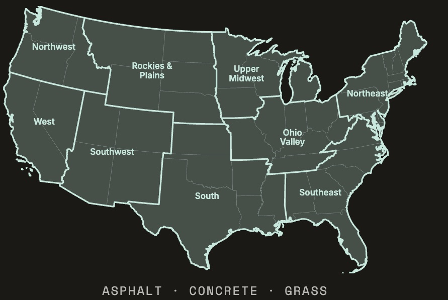 Map of the US regions where Pawcast took ground-surface readings.